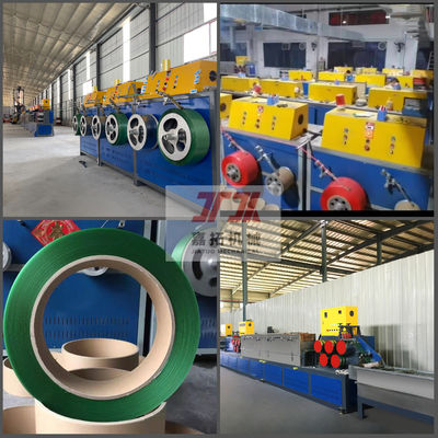 PET-omsnoeringsband die machine maakt 9-25 mm PET-verpakkingsbandproductiemachine met PLC-besturingssysteem.