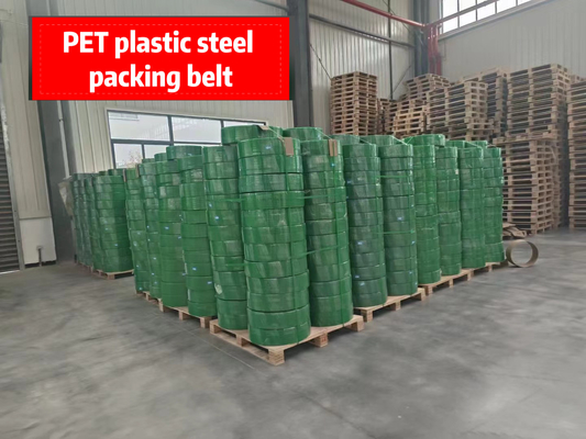 PET-verpakkingsgordel, polyethyleen-PET-verpakkingsgordel, hoogtemperatuurbestendige PET-plastiekstalenband, breedte: 9-32 mm
