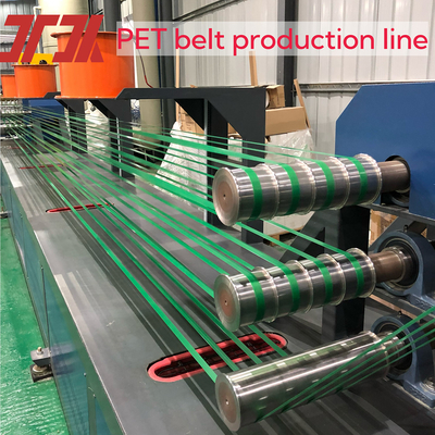9-32mm Breedte 280kg/H Plastic Pet Strap Maker Met Embossing En PLC Control System