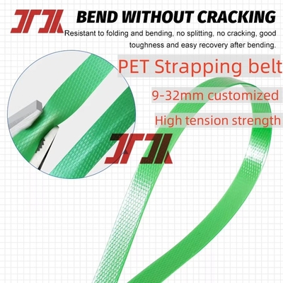 9-32 mm Pet Polyester Strapping Belt Voor handmatig of automatisch verpakken Groen Zwart Gedrukt Tolerantie ±0.04mm