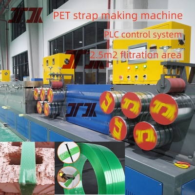 9-32mm Breedte 280kg/H Plastic Pet Strap Maker Met Embossing En PLC Control System