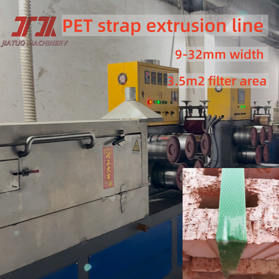 9-32mm Breedte 280kg/H Plastic Pet Strap Maker Met Embossing En PLC Control System