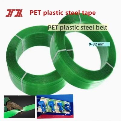 9-32 mm aangepaste polyesterband Groen PET Plastic Packing Belt Gedrukt Geweven oppervlak