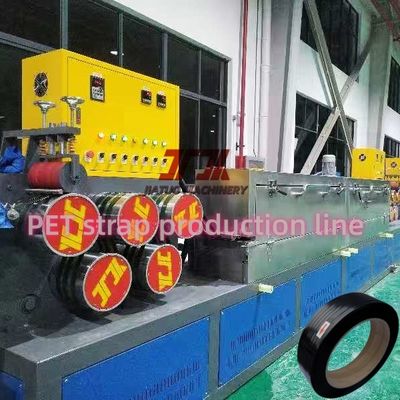 150m/min Loopsnelheid Pet Strap Making Machine Maak Embossed PET Packing Belt Met PLC Control