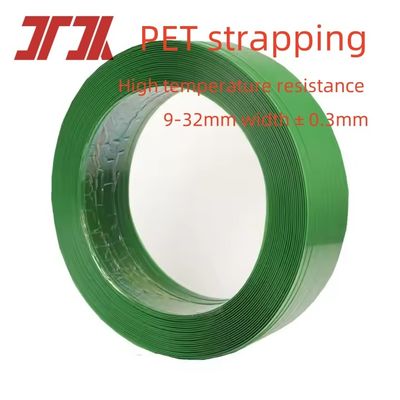 Transparante groene polyester PET plastic bandrol voor palletverpakkingen met 9-32 mm
