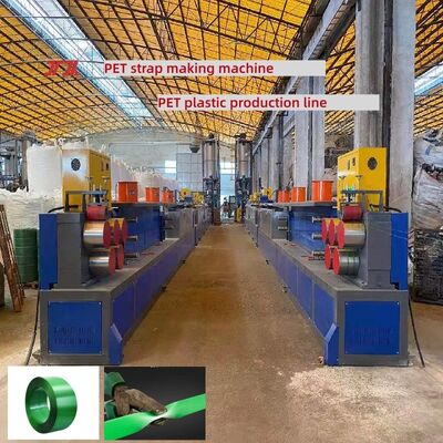 PET-omsnoeringsband die machine maakt 9-25 mm PET-verpakkingsbandproductiemachine met PLC-besturingssysteem.