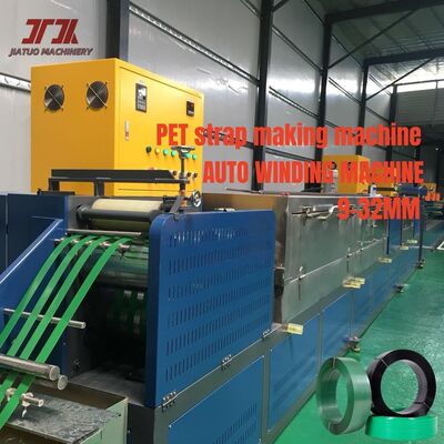 9-32 mm breedte PET-band die machine maakt met dubbele stationsspoel en capaciteit van 220-250 kg / u