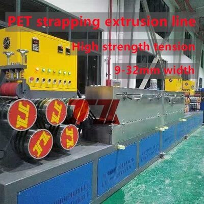 9-32mm PET-band extrusiemachine met gerecyclede PET-flesvlokken en volledig automatische PLC-besturing