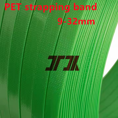 Op maat gemaakte groene PET-bandrol met hoogspanning polyesterband met 9-32 mm op maat