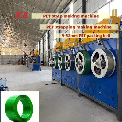 PET-bandmachine met hoge snelheid 9 ′′ 16 mm PET-bandproductieapparatuur met meestal 100-600 kg/uur