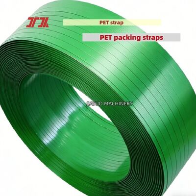 Automatische PET-bandgroen 9 tot 25 mm PET-verpakkingsband met 100% PET-flesvlokken